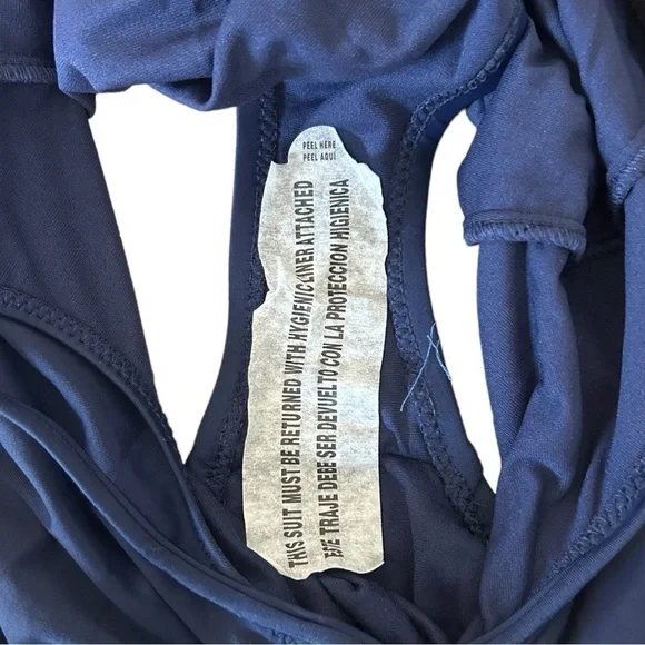 Kona Sol Navy Blue Crochet Necklace Coverage One Piece Swimsuit NEW - Picture 7 of 8